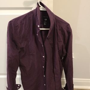 Maroon checkered h&m dress shirt medium